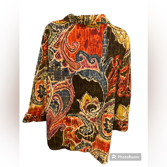 Tantrums Womens Boho Jacket Watercolor Paisley Cotton Size1X - Picture 4 of 4